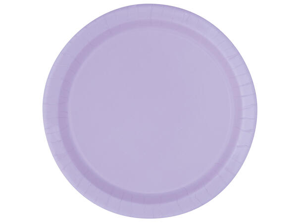 Ensfarget Lavendel - Plastfri 8 Runde tallerkener i papp - 18cm