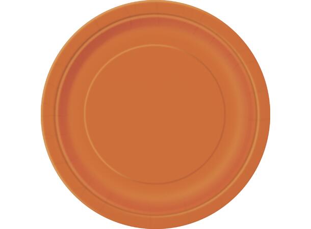 Ensfarget Oransje - Plastfri 8 Runde tallerkener i papp - 23cm
