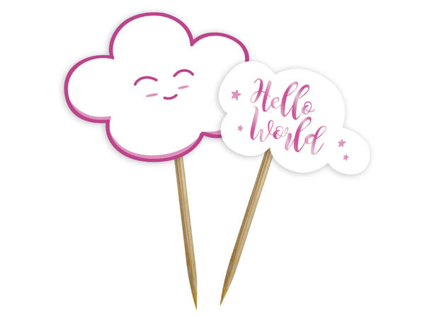 Hello World - Baby pink 24 Cocktailpinner i papir - 14cm