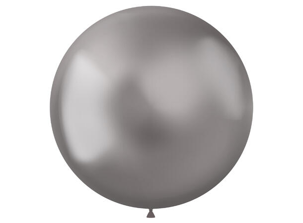 Intense Silver Metallic 5 Gummiballonger - 48cm (19")