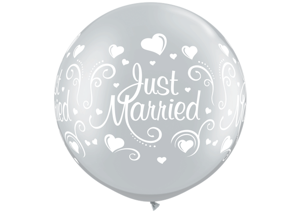 Just Married Hearts wrap 2 gummiballonger - 76cm (30")