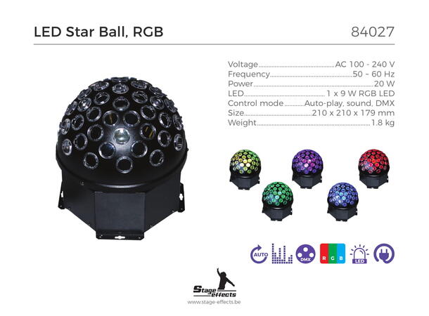 LED crystal Ball RGB Mål: 21x21x18cm - 1,8kg