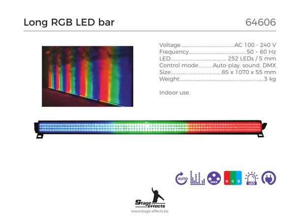 Lang RGB LED lampe Mål: 8,5x107x5,5cm - 3kg