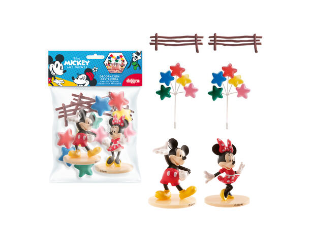 Mikke & Minni - Kakedekorasjon 6 kakefigurer i plast 