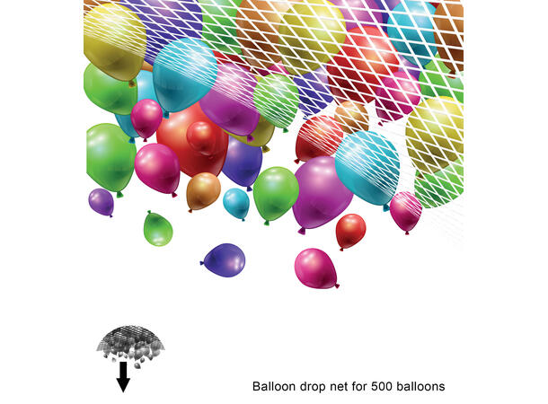 Nett til dropp av 500 ballonger 1 Droppnett i plast