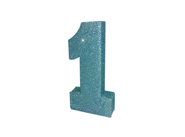 Nummer 1 Glitter Borddekorasjon -  Lys B Borddekorasjon - 10x20x3cm