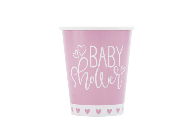 Pink Hearts Baby Shower 8 Kopper i papp - 2,5dl