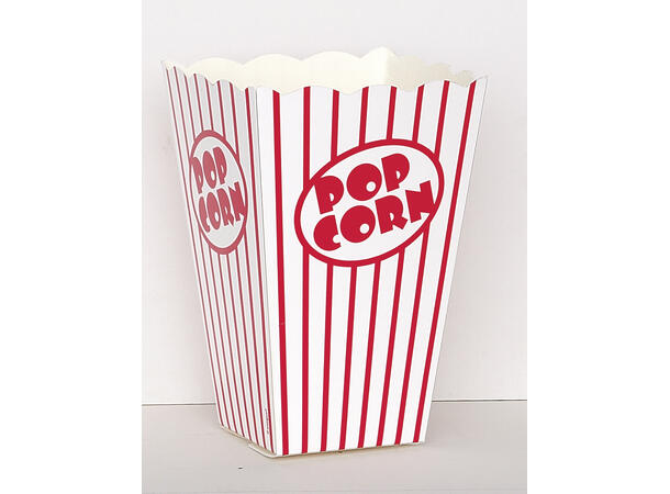 Popcornesker - Røde og hvite striper 10 Popcornesker i papp - 16x10x10cm