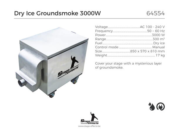 Røykmaskin for tørris - 3000w Mål: 85x57x81cm - 17kg