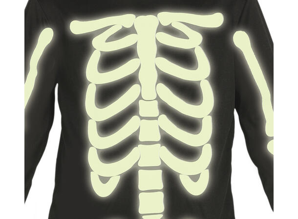 Selvlysende skjelettkostyme - Onepiece 1 Barnekostyme til gutt - Str 10-12 år 