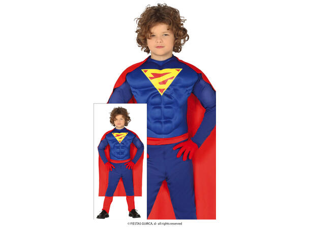 Superhelt muskler - barn 1 Barnekostyme - 7-9 år (133cm) 