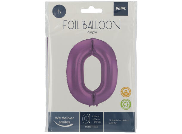 Tallballong - Matt Lilla 0 1 Folieballong - 86cm (34")