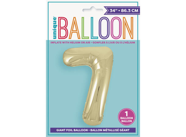 Tallballong - #7 - Hvitt gull 1 Folieballong - 86cm (34")