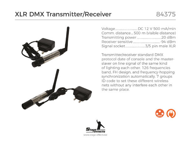 Trådløs XLR DMX mottaker og sender Passer til bruk med DMX kontroller
