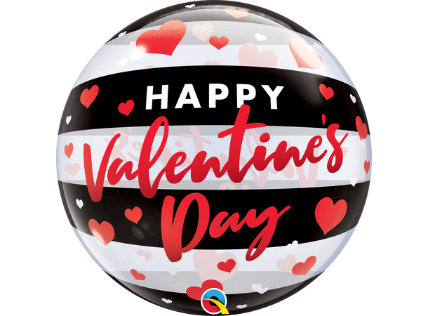 Valentines Day - Black Stripes 1 Bubbleballong - 56cm (22")