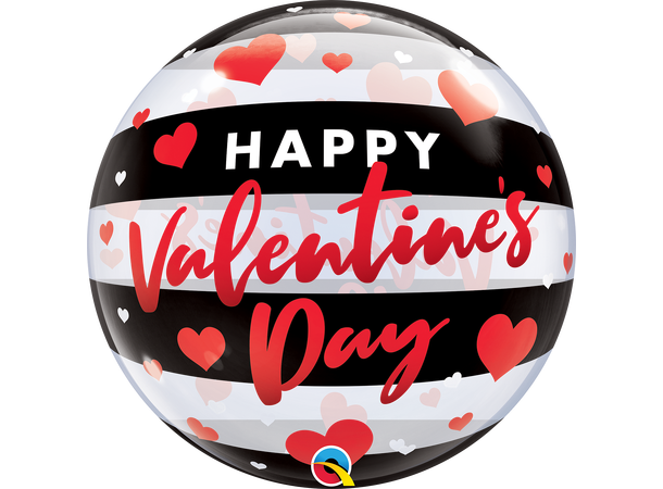 Valentines Day - Black Stripes 1 Bubbleballong - 56cm (22")