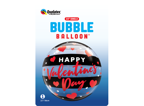 Valentines Day - Black Stripes 1 Bubbleballong - 56cm (22") 