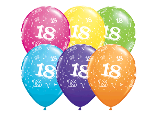 18-a-round - Assorterte farger 6 gummiballonger - 28cm (11")