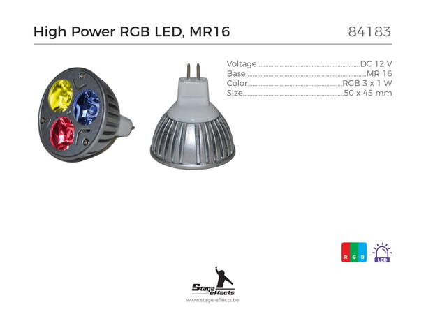 3x1W LED lampe RGB Tilkobllingstype  MR16 