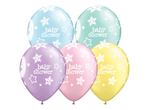 Baby Shower Moon & Stars 25 gummiballonger - 28cm (11")