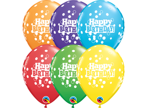 Birthday Confetti Dots 6 gummiballonger - 28cm (11")