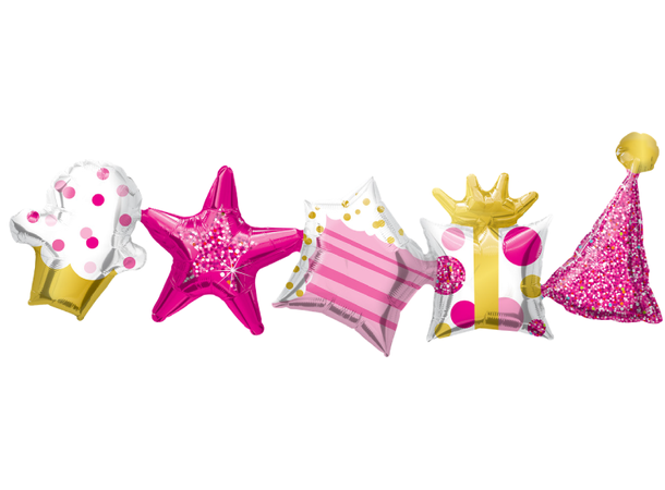 Birthday Garland Pink Folieballong - Girlanderballong