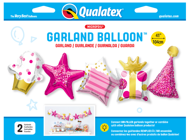 Birthday Garland Pink Folieballong - Girlanderballong 