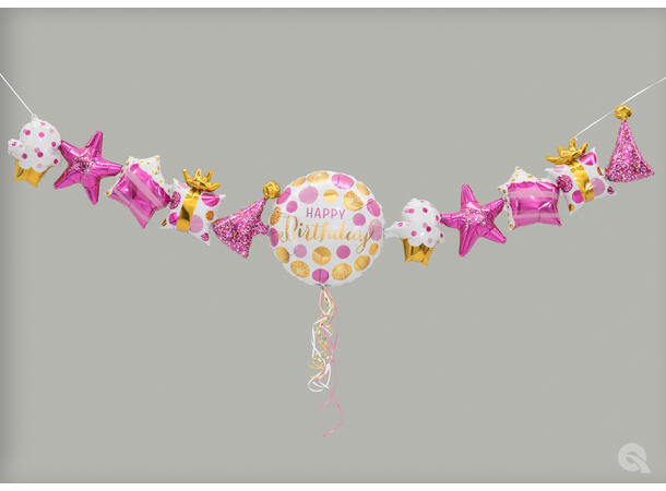 Birthday Garland Pink Folieballong - Girlanderballong