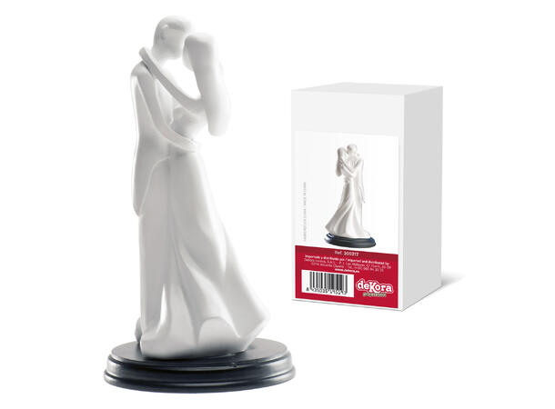 Brudepar - Kyssende - hvit 1 Kakefigur i plast - 21cm 