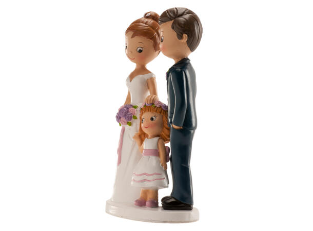 Brudepar med liten jente - Animert stil 1 Kakefigur i plast - 16cm