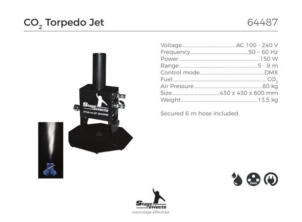 CO2 Jet m/6m slange (DMX) Med sikke slange og DMX