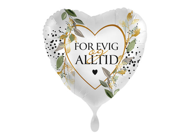 For evig og alltid - Grønn floral 1 Folieballong hjerte - 17" - (43cm)