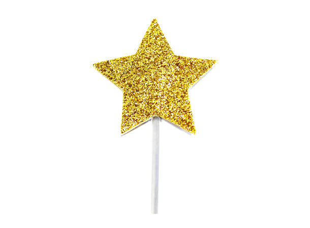 Glitter Stjerne Cupcake-topp Gull 12 Kaketopper på pinne - 3,5x3cm