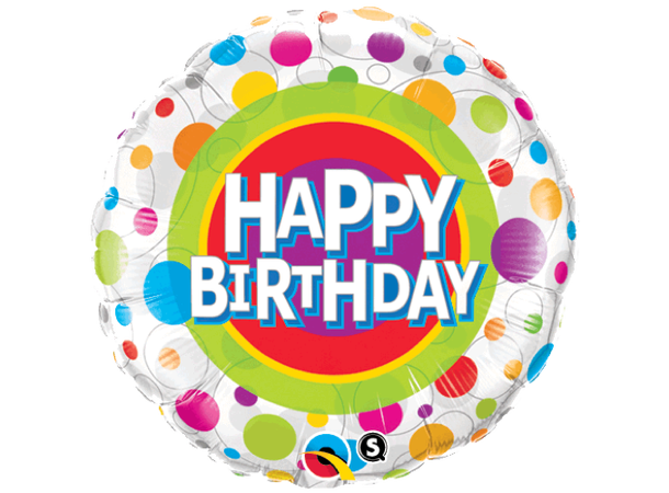 Happy Birthday Colourful Dots 1 Folieballong - 46cm (18")