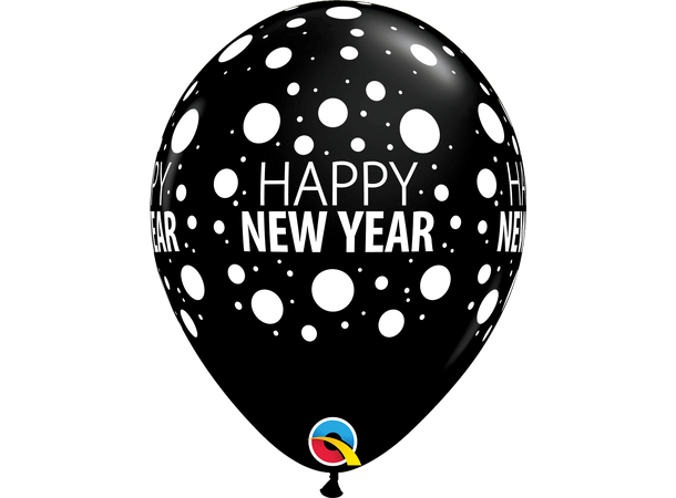 Happy New Year Dots 25 gummiballonger - 28cm (11")