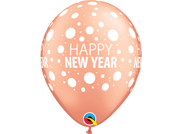 Happy New Year Dots 25 gummiballonger - 28cm (11")