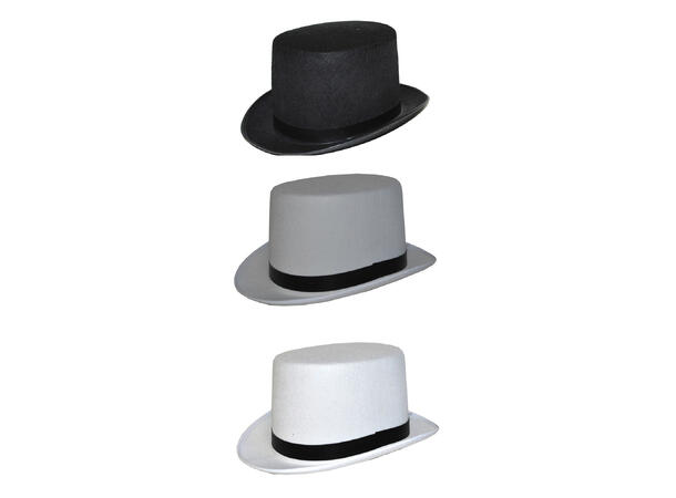 Hatt - Sylinder med Bånd - 3 Farger 1 Hatt - 60cm