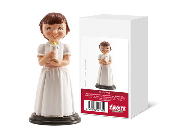 Konfirmasjon - Animert stil -Jente m/lys 1 Kakefigur i plast - 13cm 