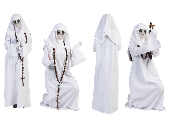 Kostyme - Nonne 1 Kjole, hette med krage 