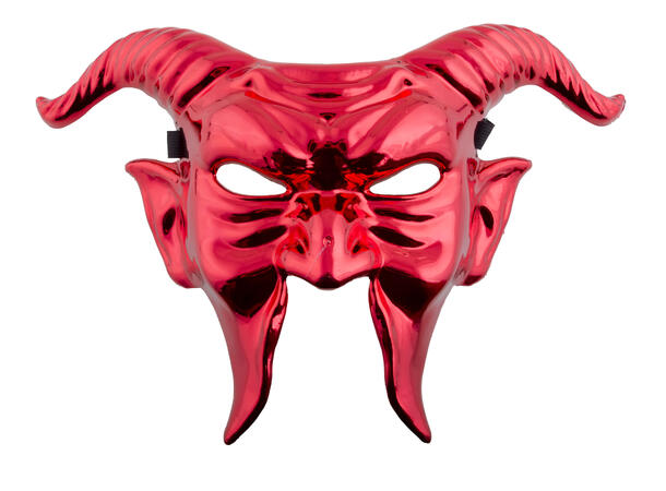 Maske - Halv - Djevel med Horn, Rød 1 Maske