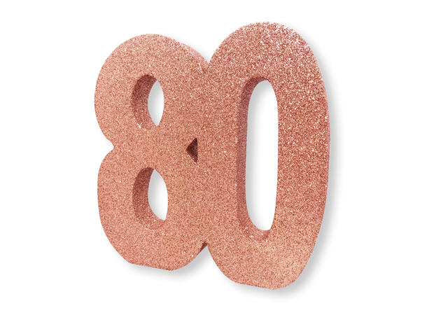 Nummer 80 Glitter Rosegull Borddekorasjon - 20x20x3cm