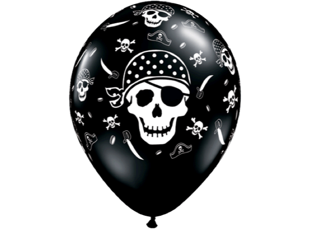 Pirate Skull & Cross Bones 25 gummiballonger - 28cm (11")