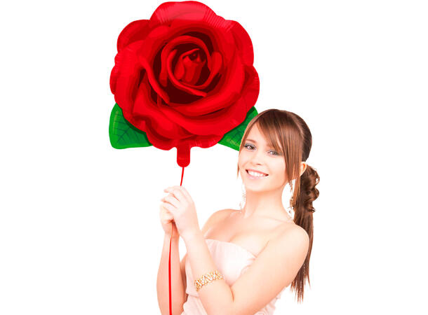 Rød rose Folieballong med form - 56x62cm