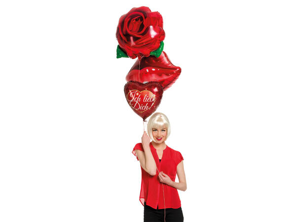 Rød rose Folieballong med form - 56x62cm