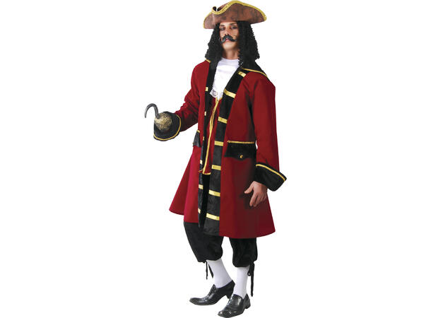 Sjørøverkaptein - Sort/Rød 1 Herrekostyme - Str 52-54 (L) 