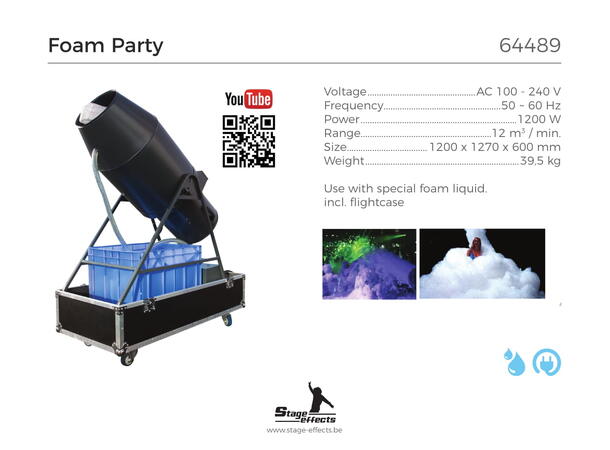 Skummaskin + flightcase Mål: 120x127x60cm - 1200W - 40kg