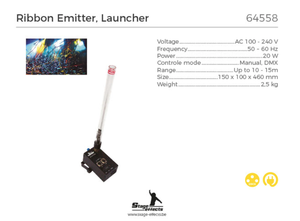 Streamer kanon elektrisk/DMX Mål - 15x10x46cm - 2,5kg