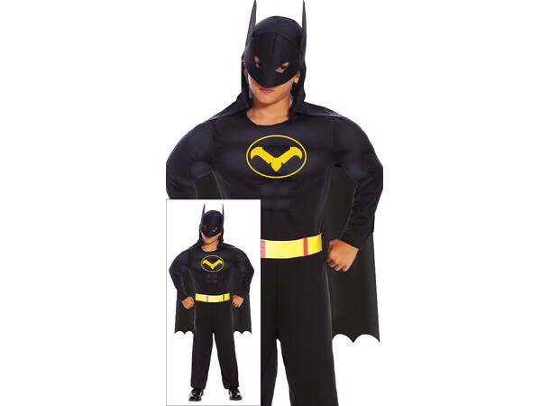 Superhelt - Sort flaggermus 1 Barnekostyme til gutt - Str 7-9 år 