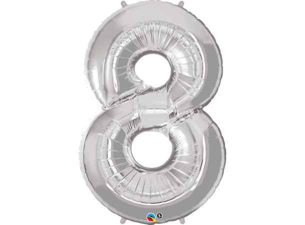 Tallballong 8 Silver 1 Folieballong - 86cm (34")