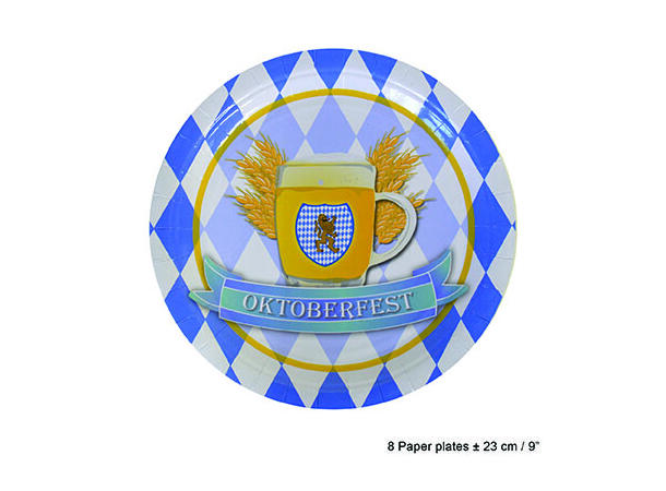 Tallerken - Oktoberfest 8 Tallerkener - 23cm